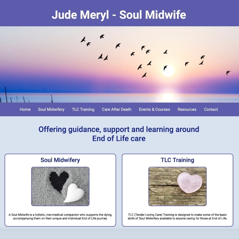 Image of website home page for a Scottish Soul Midwife